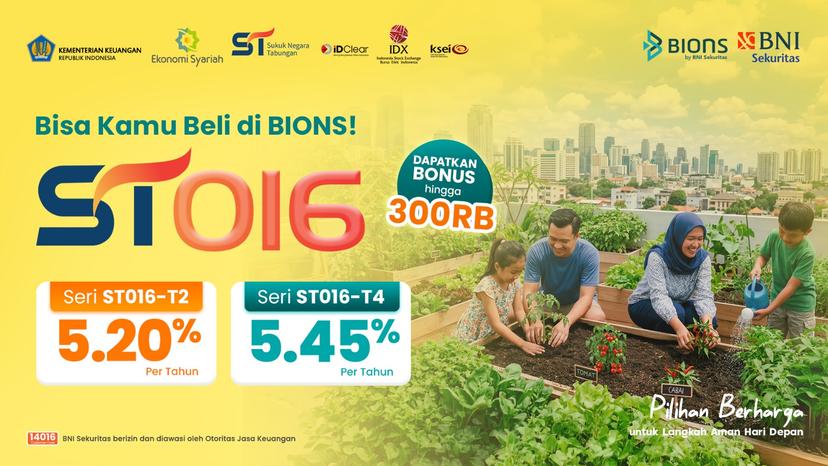 Sukuk Tabungan ST016, Investasi Syariah dan Green Sukuk dengan Imbal Hasil Menarik di Atas 6%